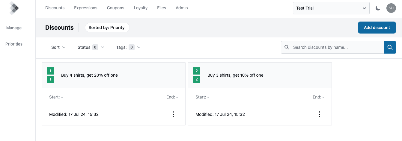 discount listing published priorities
