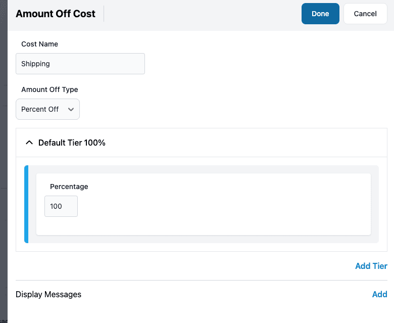 amount off cost