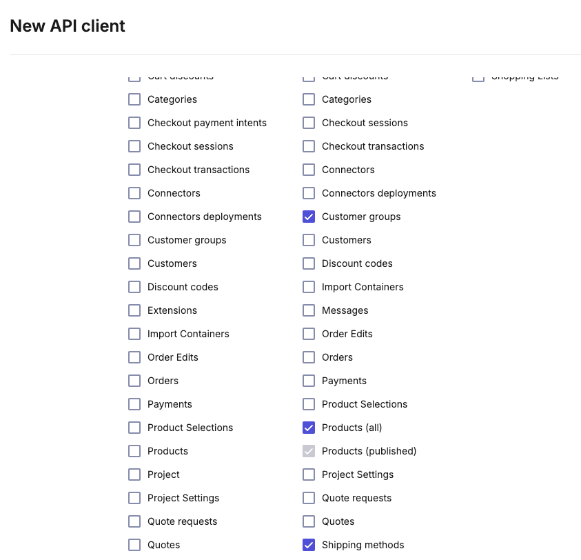 commercetools API Client Settings