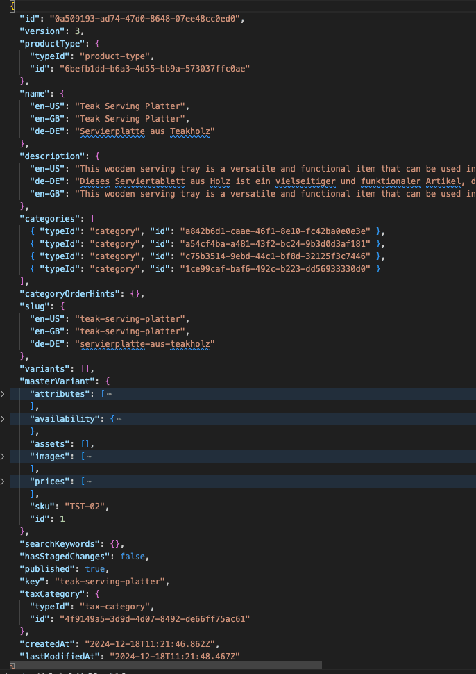 example product returned from commercetools search