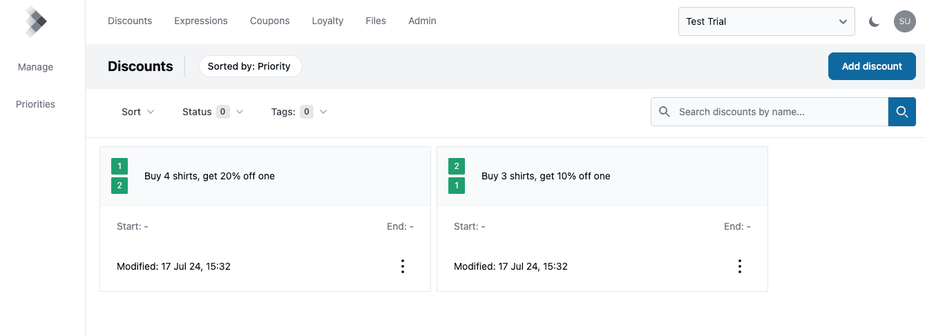 discount listing unpublished priorities