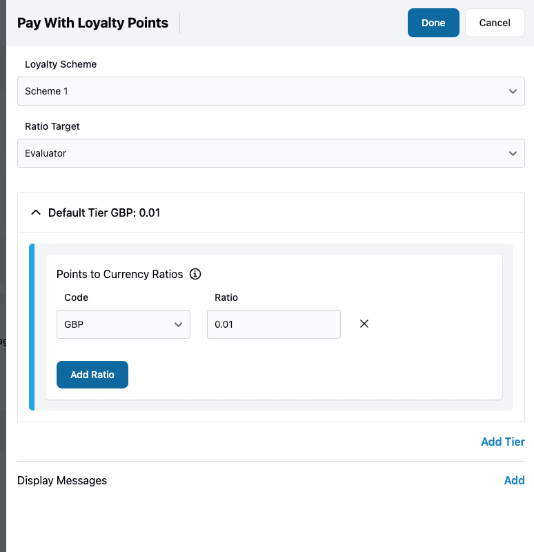 pay with loyalty points action sidebar